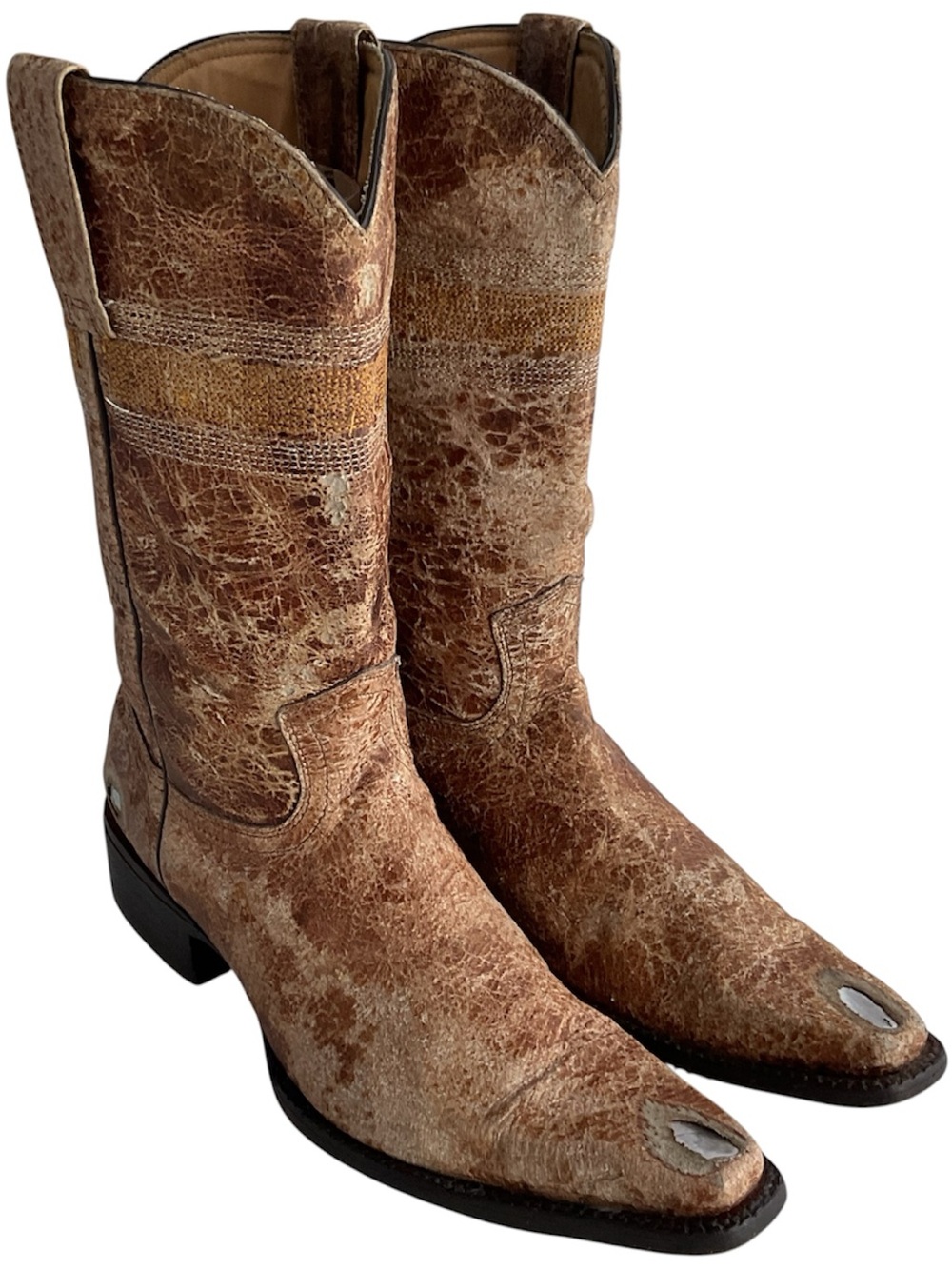 D'Jesus Distressed Brown Leather Snip Toe Western Cowboy Boots Mens Size 8